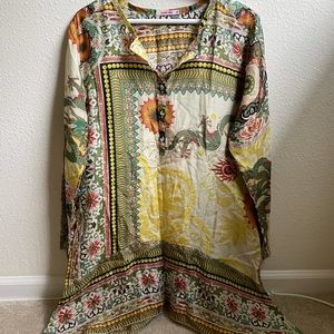 Johnny Was Silk Floral Tunic, Small